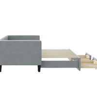 Tagesbett Ausziehbar mit Schubladen Hellgrau 80x200 cm Stoff
