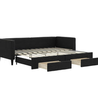Tagesbett Ausziehbar mit Schubladen Schwarz 80x200 cm Stoff