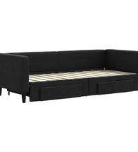Tagesbett Ausziehbar mit Schubladen Schwarz 80x200 cm Stoff