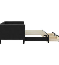 Tagesbett Ausziehbar mit Schubladen Schwarz 80x200 cm Stoff