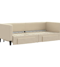 Tagesbett Ausziehbar mit Schubladen Creme 80x200 cm Stoff