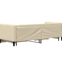Tagesbett Ausziehbar mit Schubladen Creme 80x200 cm Stoff