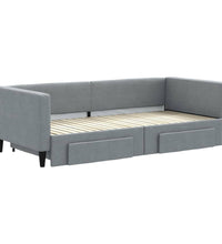 Tagesbett Ausziehbar mit Schubladen Hellgrau 90x200 cm Stoff