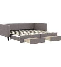 Tagesbett Ausziehbar mit Schubladen Taupe 90x200 cm Stoff
