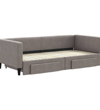 Tagesbett Ausziehbar mit Schubladen Taupe 90x200 cm Stoff