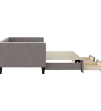 Tagesbett Ausziehbar mit Schubladen Taupe 90x200 cm Stoff
