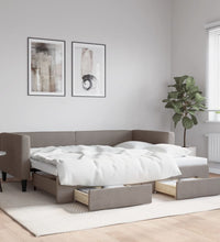 Tagesbett Ausziehbar mit Schubladen Taupe 90x200 cm Stoff