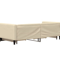 Tagesbett Ausziehbar mit Schubladen Creme 90x200 cm Stoff