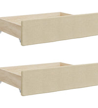 Tagesbett Ausziehbar mit Schubladen Creme 90x200 cm Stoff