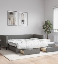 Tagesbett Ausziehbar mit Schubladen Dunkelgrau 100x200 cm Stoff