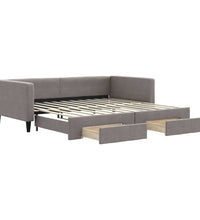 Tagesbett Ausziehbar mit Schubladen Taupe 100x200 cm Stoff