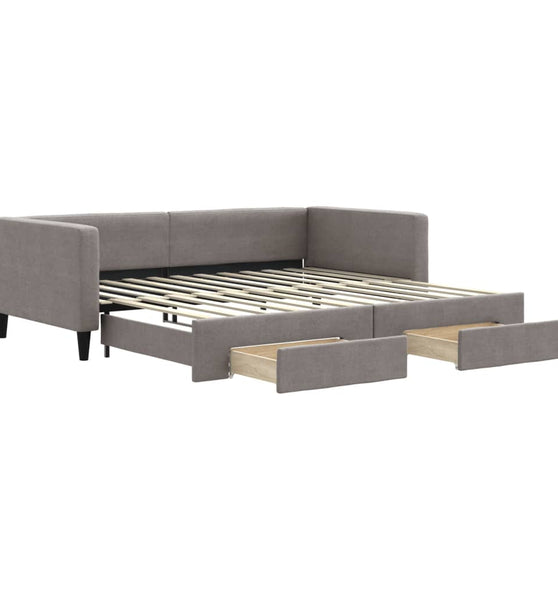 Tagesbett Ausziehbar mit Schubladen Taupe 100x200 cm Stoff