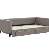 Tagesbett Ausziehbar mit Schubladen Taupe 100x200 cm Stoff