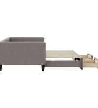 Tagesbett Ausziehbar mit Schubladen Taupe 100x200 cm Stoff