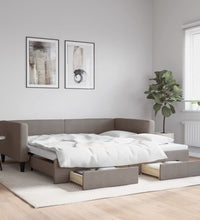 Tagesbett Ausziehbar mit Schubladen Taupe 100x200 cm Stoff