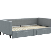 Tagesbett Ausziehbar mit Schubladen Hellgrau 90x190 cm Stoff