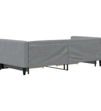 Tagesbett Ausziehbar mit Schubladen Hellgrau 90x190 cm Stoff