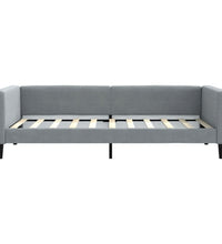 Tagesbett Ausziehbar mit Schubladen Hellgrau 90x190 cm Stoff
