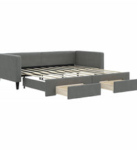 Tagesbett Ausziehbar mit Schubladen Dunkelgrau 90x190 cm Stoff