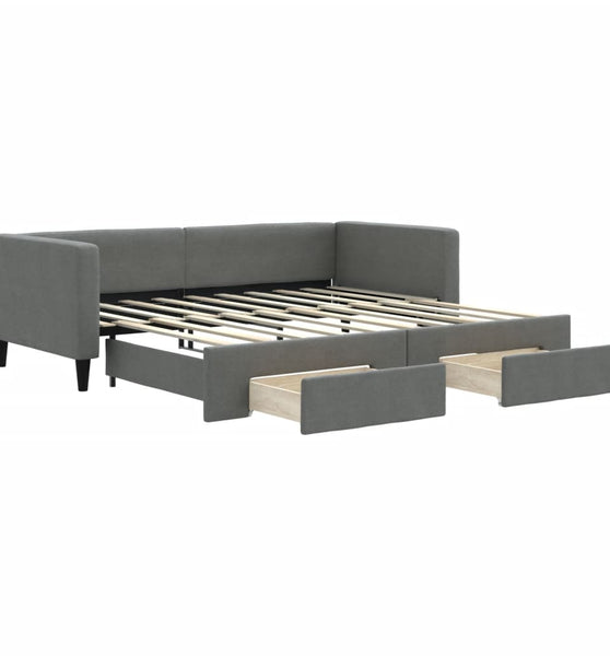 Tagesbett Ausziehbar mit Schubladen Dunkelgrau 90x190 cm Stoff