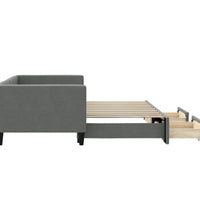 Tagesbett Ausziehbar mit Schubladen Dunkelgrau 90x190 cm Stoff