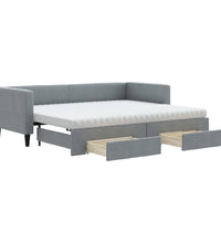 Tagesbett Ausziehbar mit Schubladen Hellgrau 80x200 cm Stoff