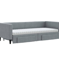 Tagesbett Ausziehbar mit Schubladen Hellgrau 80x200 cm Stoff