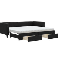 Tagesbett Ausziehbar mit Schubladen Schwarz 80x200 cm Stoff