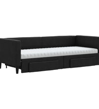 Tagesbett Ausziehbar mit Schubladen Schwarz 80x200 cm Stoff