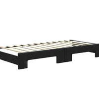 Tagesbett Ausziehbar mit Schubladen Schwarz 80x200 cm Stoff