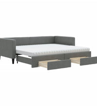 Tagesbett Ausziehbar mit Schubladen Dunkelgrau 90x200 cm Stoff