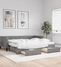 Tagesbett Ausziehbar mit Schubladen Dunkelgrau 90x200 cm Stoff
