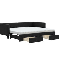 Tagesbett Ausziehbar mit Schubladen Schwarz 90x200 cm Stoff