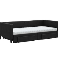 Tagesbett Ausziehbar mit Schubladen Schwarz 90x200 cm Stoff