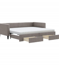 Tagesbett Ausziehbar mit Schubladen Taupe 90x200 cm Stoff