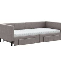 Tagesbett Ausziehbar mit Schubladen Taupe 90x200 cm Stoff