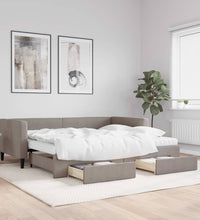 Tagesbett Ausziehbar mit Schubladen Taupe 90x200 cm Stoff