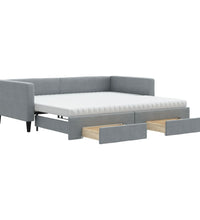 Tagesbett Ausziehbar mit Schubladen Hellgrau 100x200 cm Stoff