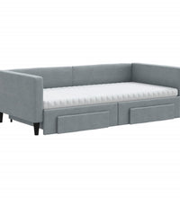 Tagesbett Ausziehbar mit Schubladen Hellgrau 100x200 cm Stoff
