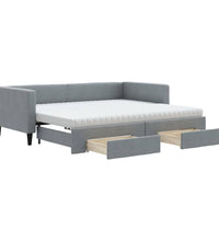 Tagesbett Ausziehbar mit Schubladen Hellgrau 90x190 cm Stoff