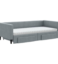 Tagesbett Ausziehbar mit Schubladen Hellgrau 90x190 cm Stoff