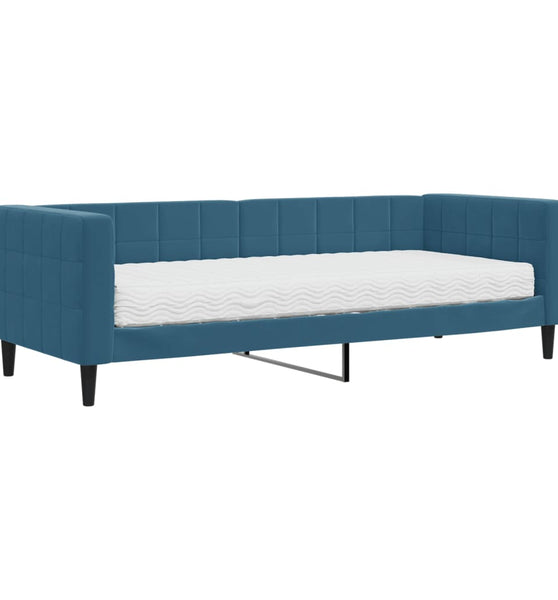Tagesbett mit Matratze Blau 80x200 cm Samt
