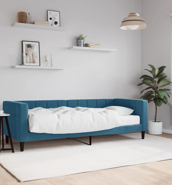 Tagesbett mit Matratze Blau 80x200 cm Samt