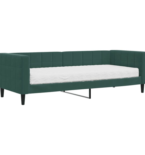 Tagesbett mit Matratze Dunkelgrün 80x200 cm Samt