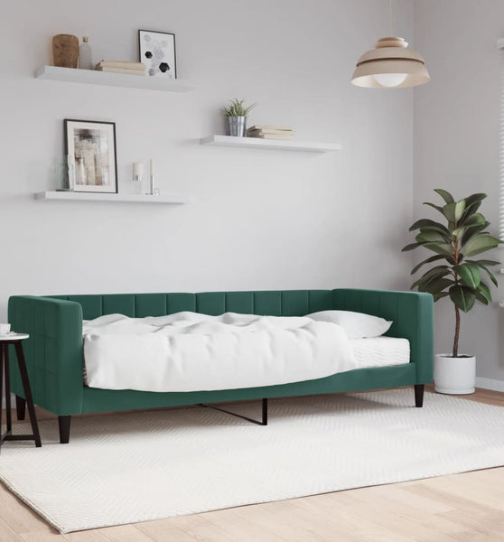 Tagesbett mit Matratze Dunkelgrün 80x200 cm Samt