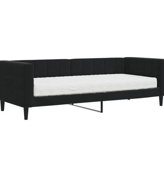 Tagesbett mit Matratze Schwarz 80x200 cm Samt