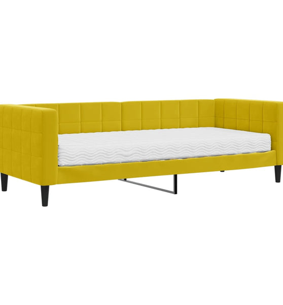 Tagesbett mit Matratze Gelb 80x200 cm Samt