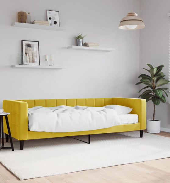 Tagesbett mit Matratze Gelb 80x200 cm Samt