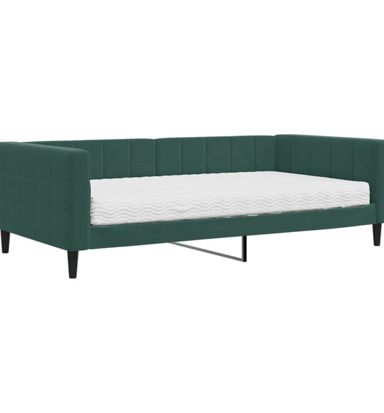 Tagesbett mit Matratze Dunkelgrün 100x200 cm Samt