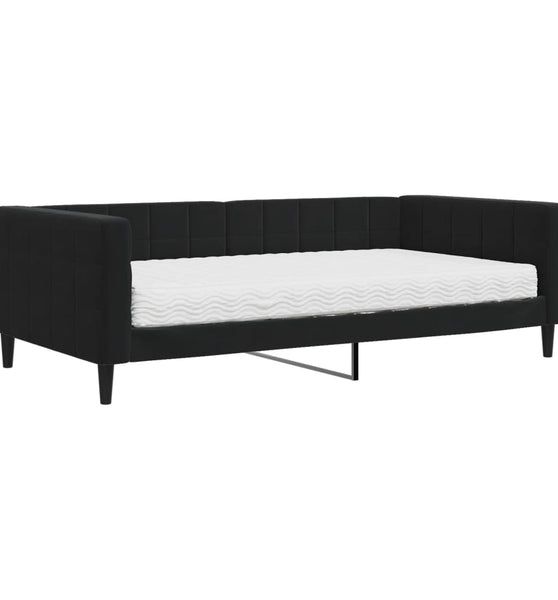 Tagesbett mit Matratze Schwarz 100x200 cm Samt